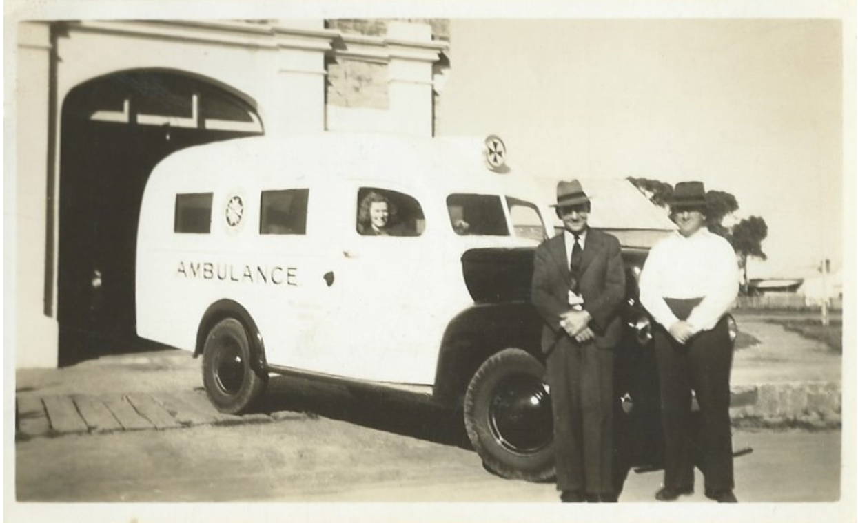 Kellerberrin Ambulance outside ambulance rooms, Sewell Street